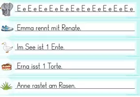 Vorschau - Arbeitsblätter - Laufdiktat Buchstabe Ee für die 1. Klasse - Seite 2