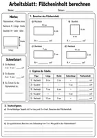 Vorschau - Arbeitsblätter - Flächeninhalt berechnen (Arbeitsblätter + Lösung) - Seite 1