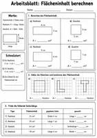 Vorschau - Arbeitsblätter - Flächeninhalt berechnen (Arbeitsblätter + Lösung) - Seite 2