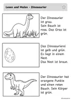 Vorschau - Arbeitsblätter - Lesen und Malen - Dinosaurier - Seite 1