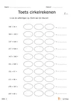 Voorbeeld - Toets cirkelrekenen + tot 1000 (ZB, 1x brug, 2x brug) - Pagina 1