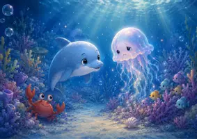 Vorschau - Bildkarten - Unterwasserwelt Kamishibai PDF – Delfin Sammy und das verlorene Meereslicht | Meerestiere Geschichte Kita Kindergarten Vorschule - Seite 3