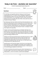 Vorschau - Arbeitsblätter - Handy in den Ferien – 5-Schritt-Lesemethode mit Sachtext, Aufgaben & Lösungen | Deutsch Klasse 5/6 - Seite 1