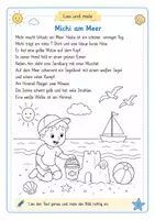 Vorschau - Arbeitsblätter - Feriengeschichten zum Ausmalen - Lesen und Malen - gegen Langeweile - Leseförderung - spielerisch lernen - für Kinder im Grundschulalter - Seite 3