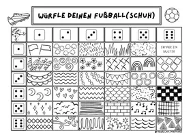 Vorschau - Mal- und Bastelvorlagen - Würfeln und Malen Op Art Fußball Fußballschuh WM - Seite 1