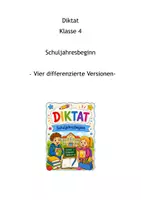 Vorschau - Arbeitsblätter - Diktat Klasse 4 Schuljahresbeginn - Deckblatt