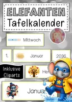 Vorschau - Anderer Materialtyp - Elefantenklasse Tafelkalender Klassentier Elefant Superhelden - Deckblatt