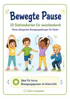 Vorschau - Stationenlernen - Bewegte Pause: 10 Stationskarten mit einfachen Bewegungsübungen für Kinder - Deckblatt