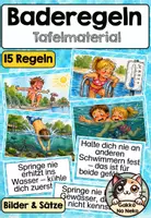 Vorschau - Spiele - Baderegeln – PAKET | Tafelmaterial + Schülerversion | 15 Bildkarten & Satzkarten | Belehrung - Seite 1