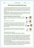Vorschau - Arbeitsblätter - Klassische Konditionierung – Pawlows Hund, Reiz-Reaktions-Lernen und Alltagsbeispiele - Seite 1