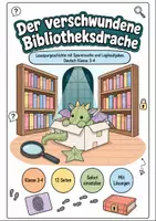 Vorschau - Arbeitsblätter - Lesespurgeschichte Klasse 3-4: Bibliotheksdrache - Deckblatt