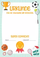 Vorschau - Fördermaterial/Inklusion - Sportfest Urkunden Grundschule – Teilnahmeurkunde für einzelne Kinder und Teams mit Text & Blanko - Sporttag & Sportverein - Seite 3