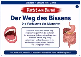 Vorschau - Arbeitsblätter - Escape Mini-Game: Der Weg des Bissens – Die Verdauung des Menschen - Seite 1