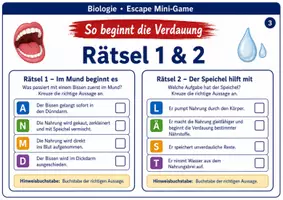 Vorschau - Arbeitsblätter - Escape Mini-Game: Der Weg des Bissens – Die Verdauung des Menschen - Seite 3