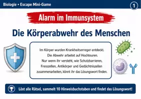 Vorschau - Arbeitsblätter - Escape Mini-Game: Alarm im Immunsystem – Die Körperabwehr des Menschen - Seite 1