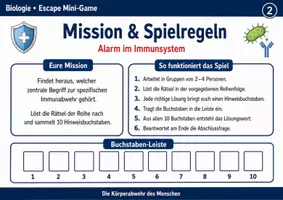 Vorschau - Arbeitsblätter - Escape Mini-Game: Alarm im Immunsystem – Die Körperabwehr des Menschen - Seite 2