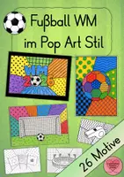 Vorschau - Mal- und Bastelvorlagen - Fußball WM im Pop Art Stil – 25 kreative Ausmalbilder - Deckblatt