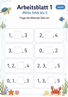 Vorschau - Arbeitsblätter - Fehlende Zahlen bis 10 | Mathematik Klasse 1 | 7 Arbeitsblätter als PDF - Seite 1