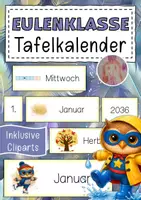 Vorschau - Anderer Materialtyp - Eulenklasse Tafelkalender Klassentier Eule Superhelden - Deckblatt