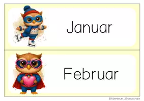 Vorschau - Anderer Materialtyp - Eulenklasse Tafelkalender Klassentier Eule Superhelden - Seite 1