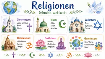 Vorschau - Arbeitsblätter - Arbeitsblatt "Religionen" + interaktive Lösung & MP3 + Infografik - Seite 3