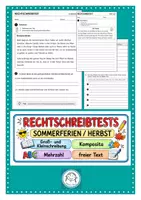 Vorschau - Arbeitsblätter - Rechtschreibtests zum Thema: Sommerferien und Herbst - Deckblatt