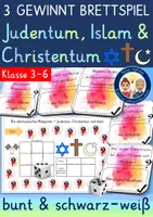 Vorschau - Unterrichtsreihen - Judentum Christentum Islam - Drei gewinnt Spiel FREEBIE - Deckblatt