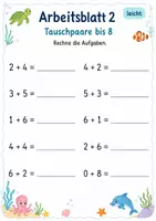 Vorschau - Arbeitsblätter - Tauschaufgaben bis 10 | Mathematik Klasse 1 | 7 Arbeitsblätter als PDF - Seite 2