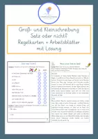Vorschau - Arbeitsblätter - Groß- und Kleinschreibung - Satzanfänge - Klasse 2-4 - Regelkarte + Arbeitsblätter - Deckblatt