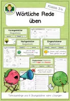 Vorschau - Arbeitsblätter - Wörtliche Rede: Vorgestellter, nachgestellter und eingeschobener Begleitsatz (Deutsch Rechtschreiben Grundschule) - Deckblatt