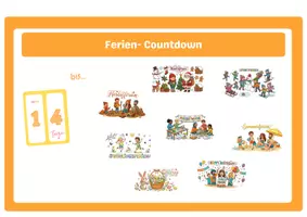 Vorschau - Präsentationen/Tafelbilder - Ferien Countdown, Klappkalender Schuljahr im Überblick - Deckblatt