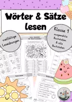 Vorschau - Arbeitsblätter - Deutsch Klasse 1: Wörter und Sätze lesen üben. Mit ausgewählten und mit allen Buchstaben. Lesetraining. Fit für Klasse 2. - Deckblatt