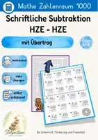 Vorschau - Arbeitsblätter - Schriftliche Subtraktion mit Übertrag bis 1000 Kreuzzahlrätsel / Kreuzworträtsel - Deckblatt
