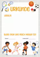 Vorschau - Fördermaterial/Inklusion - Sport Urkunde für sportliche Kinder – motivierende Urkunde mit Text und Blanko Vorlage für Grundschule, Sportverein, Sport-AG und Kindertraining - Seite 3