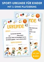 Vorschau - Fördermaterial/Inklusion - Sport Urkunde für sportliche Kinder – motivierende Urkunde mit Text und Blanko Vorlage für Grundschule, Sportverein, Sport-AG und Kindertraining - Deckblatt