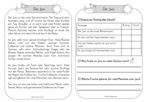 Vorschau - Arbeitsblätter - Lesetext des Monats - Juni - Seite 1