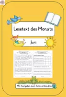 Vorschau - Arbeitsblätter - Lesetext des Monats - Juni - Deckblatt
