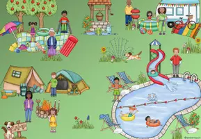 Vorschau - Fördermaterial/Inklusion - Wimmelbild Sommer (plus Arbeitsaufträge) - Seite 1