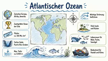 Vorschau - Arbeitsblätter - Arbeitsblätter zum Thema "Atlantischer Ozean" + Lösung & MP3 + Mindmap + Infografik - Seite 1