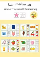 Vorschau - Fördermaterial/Inklusion - Sommer Klammerkarten - Optische Differenzierung / Visuelle Wahrnehmung - Deckblatt