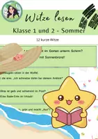 Vorschau - Stationenlernen - Witze Lesen Sommer - Lesen üben / Klasse 1 und 2 - Deckblatt