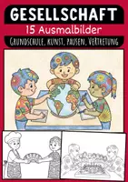 Vorschau - Mal- und Bastelvorlagen - Gesellschaft Mandalas für Kinder Ausmalbilder für Grundschule Kunst - Deckblatt