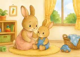 Vorschau - Bildkarten - Der kleine Hase geht in die Krippe Kamishibai zur Eingewöhnung | Krippenstart & Kindergartenstart | Gefühle, Abschied & Ankommen | ab 1 Jahr - Seite 1