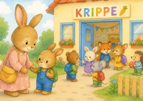 Vorschau - Bildkarten - Der kleine Hase geht in die Krippe Kamishibai zur Eingewöhnung | Krippenstart & Kindergartenstart | Gefühle, Abschied & Ankommen | ab 1 Jahr - Seite 2