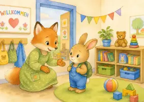 Vorschau - Bildkarten - Der kleine Hase geht in die Krippe Kamishibai zur Eingewöhnung | Krippenstart & Kindergartenstart | Gefühle, Abschied & Ankommen | ab 1 Jahr - Seite 3