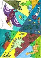 Vorschau - Mal- und Bastelvorlagen - Fragment-Ausmalbilder Wiese, Teich und Dinos - Seite 3