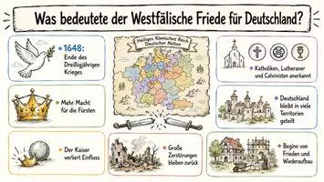 Vorschau - Arbeitsblätter - Arbeitsblätter zum Thema "Was bedeutete der Westfälische Friede für Deutschland?" + Lösung & MP3 + Mindmap + Infografik - Seite 1