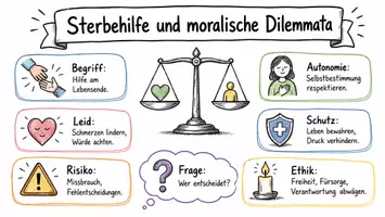 Vorschau - Arbeitsblätter - Arbeitsblatt "Sterbehilfe und moralische Dilemmata" + interaktive Lösung & MP3 + Infografik - Seite 1