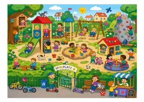 Vorschau - Bildkarten - Sprachförderung Sprachfit Wimmelbild auf dem Spielplatz - Seite 1