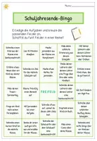 Vorschau - Arbeitsblätter - Schuljahresende-Aktivitätenpaket – Bingo, Gesprächsanlässe & Reflexion für die Klasse 3–4 | Bewegung, Schreiben & Klassengemeinschaft - Seite 1